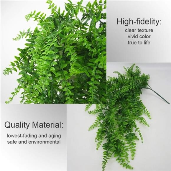 Fake Fern Artificial Hanging Ferns Outdoor Faux Hanging Greenery Plant Indoor - Picture 11 of 14